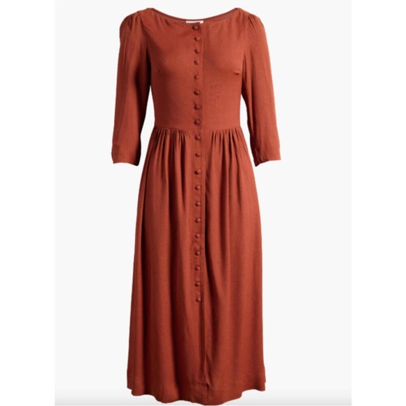 NEW Reformation Adair Button-Front Midi Dress